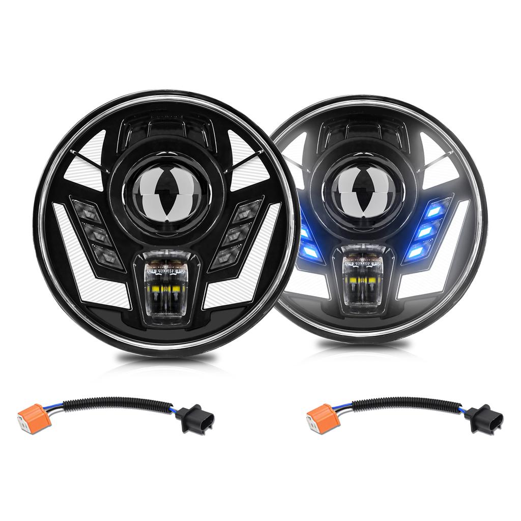 7-Zoll-LED-Scheinwerfer, wasserdichte runde Scheinwerfer mit Fern- und Abblendlicht, DRL-Blinkerersatz