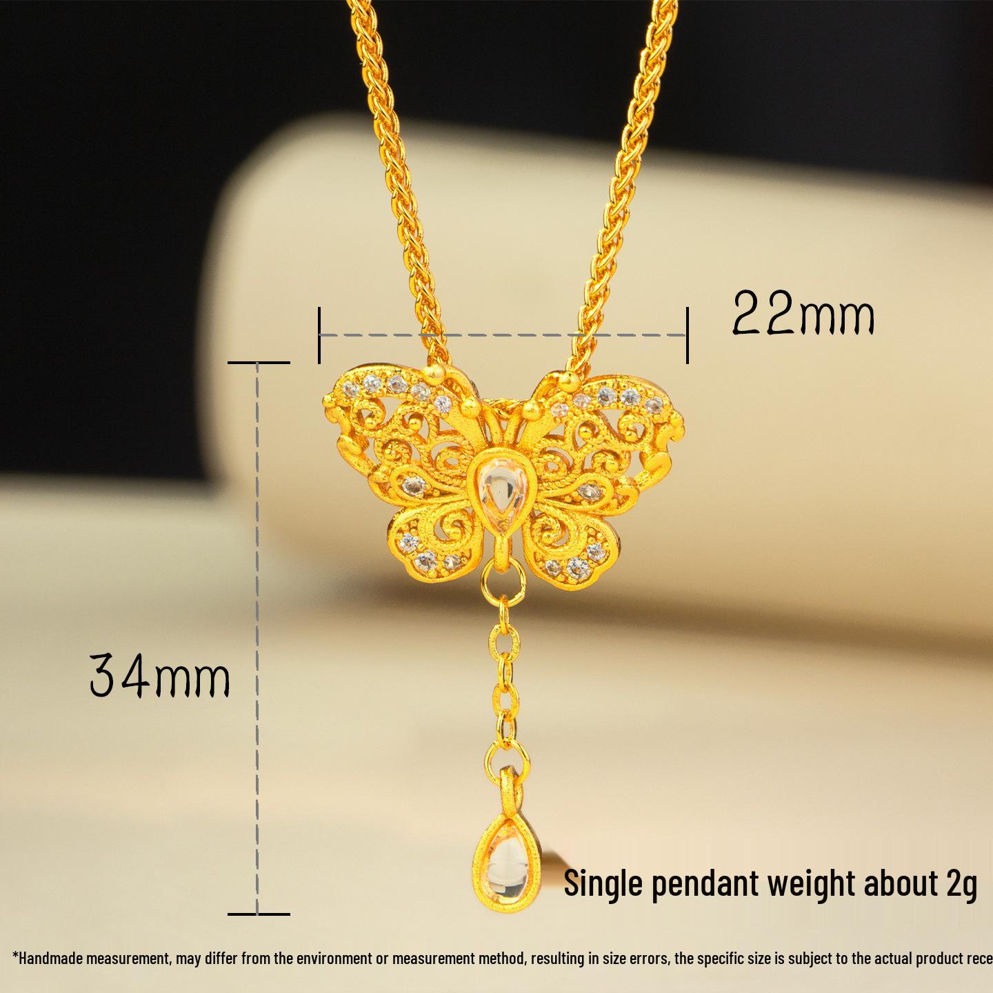 Античное золотое ожерелье с кисточкой-бабочкой, бриллиантами и филигранью для женщин