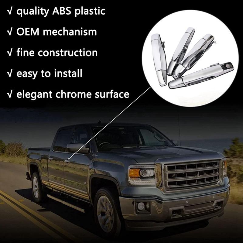 4pcs Outside Exterior Door Handle Front Rear Left Right for Chevrolet Silverado Tahoe GMC Sierra Yukon Cadillac Escalade Pickup
