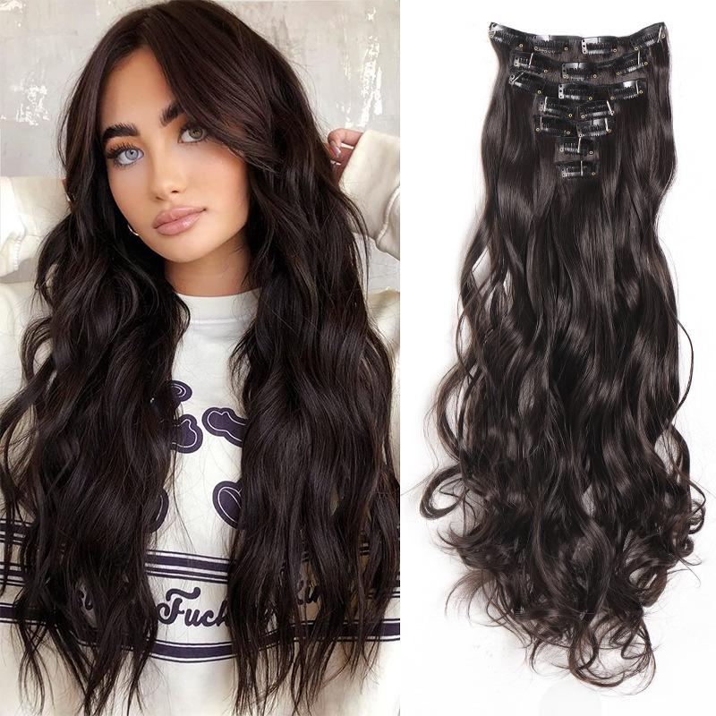 

Набор из семи предметов для наращивания вьющихся волос, синтетический парик из натуральных длинных волнистых вьющихся волос, подходящий для ежедневного использования всеми девушками.