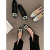 Glossy Commuter High-heeled Sandals Mary Jane Leather Shoes New Chinese Silver High-end Square Head Rhinestone Single Shoes Women's Shoes