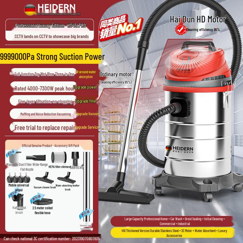 High-Power Industrial & Household Vacuum Cleaner with Strong Suction