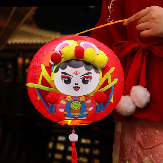 DIY Lantern Kit with Soft Light LED Bulb Rabbit Design Mid-Autumn Festival Lantern Material Pack Parent-Child Fun Crafting Set
