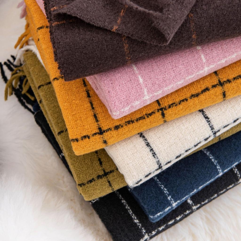 Plaid Scarf Women's Winter New Korean Version Versatile Imitation Cashmere Scarf Couple's Warm Shawl Men's Autumn and Winter