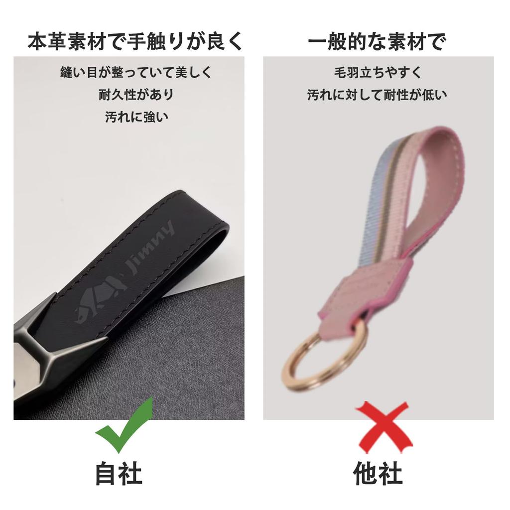Genuine Leather Car Keychain for Jimny JB64 and JB74 Key Car Debossed Carabiner Comfortable To the Simple and Black [MiJuduo] Series, Ring, Logo,