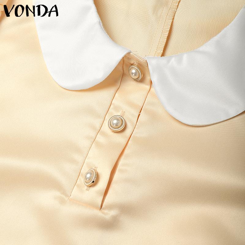 VONDA Rochie Elegantă de Damă cu Rever, Mânecă Scurtă, Satin Neted, Croială A-line