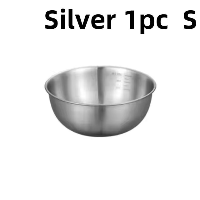 

1/3pcs Stainless Steel Salad Bowls with Scale Line Large Capacity Oven Safe Durable Kitchen Mixing Bowls For Baking And Mixing