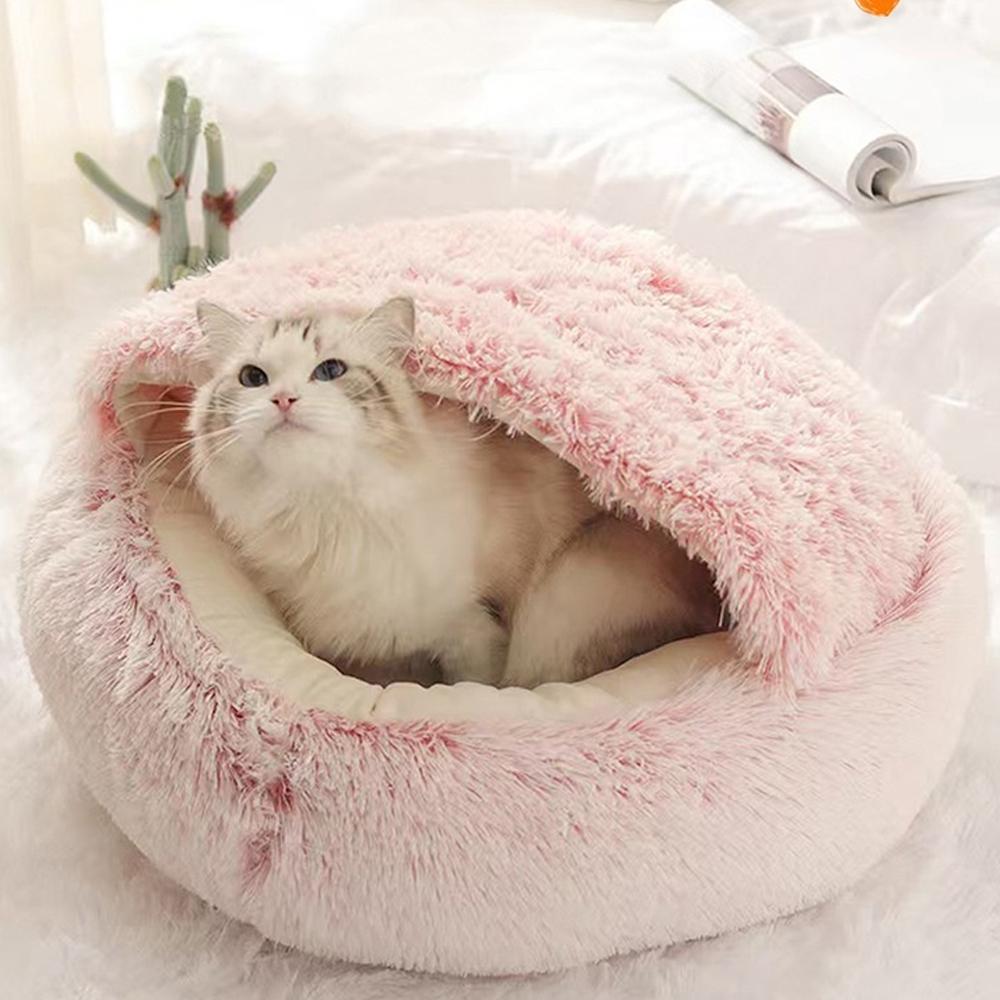 Winter Plush Pet Cat Bed Round Cat Cushion Cat House Warm Cats Basket Pet Sleep Bag Kitten Nest Kennel for Small Dog Cats