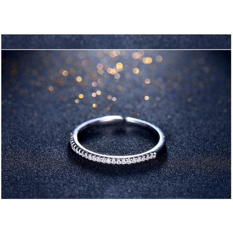 925 Sterling Silver Diamond Inlaid Ring Open Korean Style Ring Fashion Jewelry