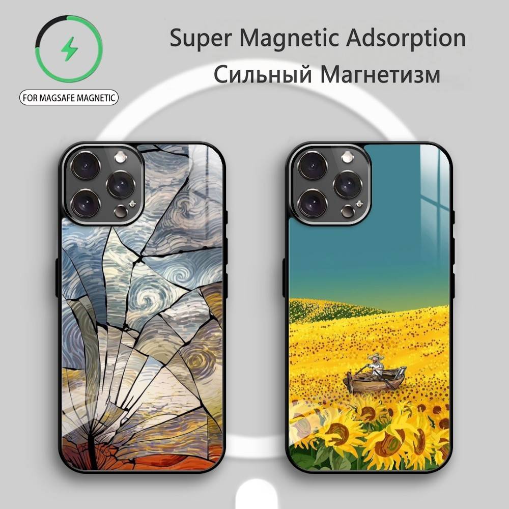 V-Van Gogh Dream Phone Case For iPhone17,16,15,14,13,12,11 Plus,Pro Max Magnetic For Magsafe Wireless Charging