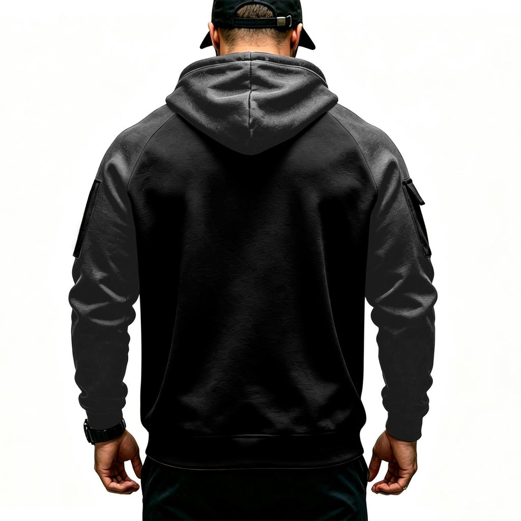 Men's Zip-Up Hoodie with Arm Pocket for Fall Winter Casual and Athletic Wear
