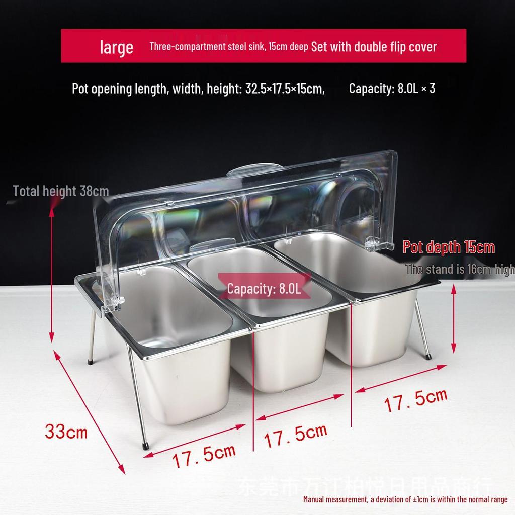 304 Stainless Steel Compartmented Display Rack with Lid for Kindergarten Meals and Cold Dishes