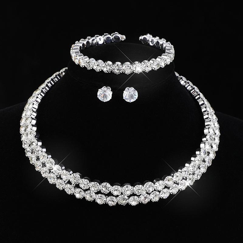 3/4 Stück Voll Diamant Halskette Ohrringe Ring Armband Hohl Diamant Halskette Brautset