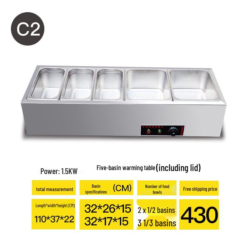 Aokewen Commercial 5-Pan Countertop Food Warmer