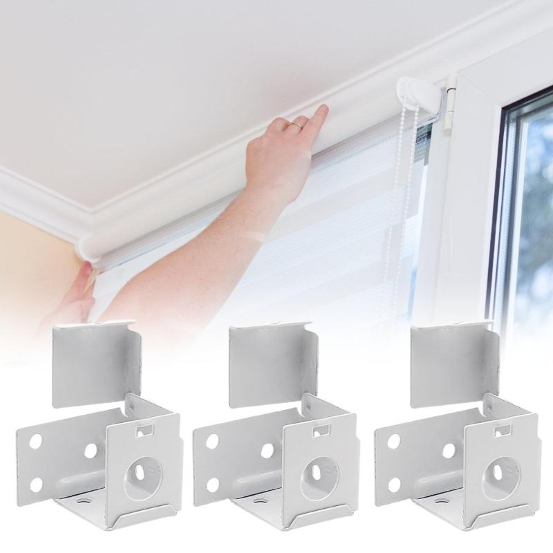 4Pieces 1 Inches White Blind Brackets Metal Construction for Enhancing Home Aesthetic