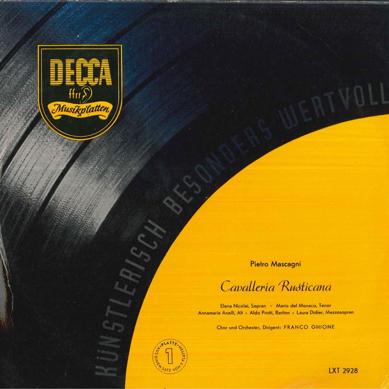 

LP Record FRANCO GHIONE, ELENA NICOLAI, MARIO - Mascagni Cavalleria Rusticana Compl LXT2928 DECCA 1957 Germany Classical Used
