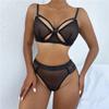 Transparent Mesh Non Wired Motorcycle  Lingerie Set Underwear