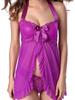 Multi-color Halter Neck Sheer Mesh Plus Size Lingerie Nightgown