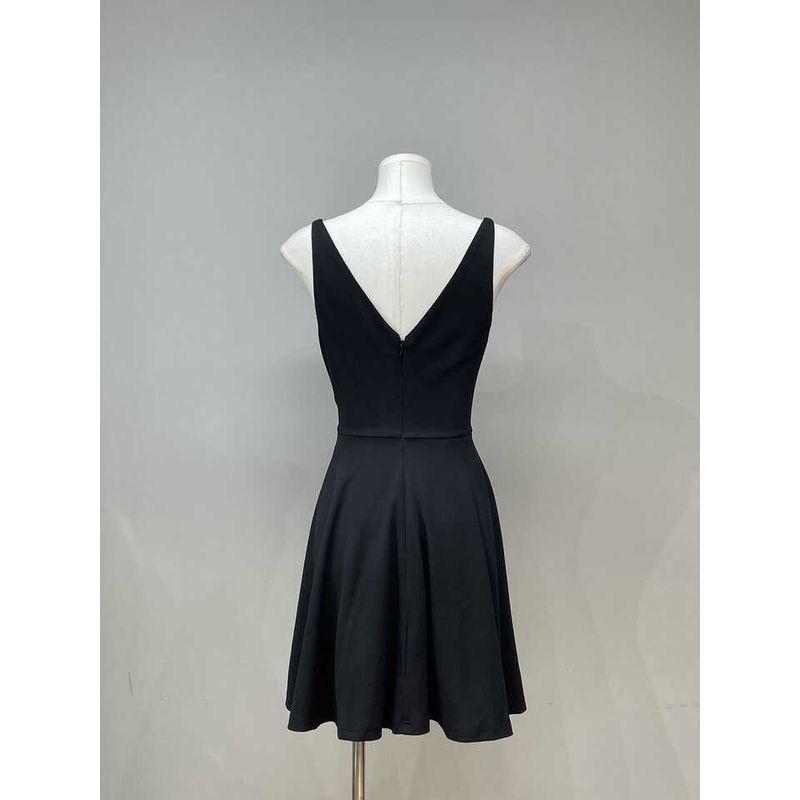 

Foreign Trade Order Lulus Practical Sophisticated Type Universal Classic V-neck High Waist Black Dress Midi Skirt Black S