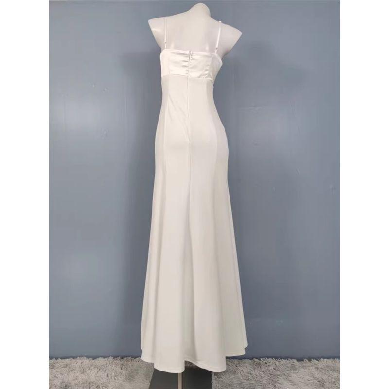 Export Single Lu's Sling Square Collar Smooth Fabric Elegance Beautiful Chest Wrap Temperament Banquet Socialite Adult Lady like Woman Dress