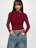 Women's Summer Casual Semi-Sheer Printed Slim-Fit Long-Sleeve T-Shirt