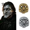 Masque de Fête Ambiance Sombre Halloween Masque de Clown Vintage, Accessoire Prop Effrayant Or Argenté pour Fête, Costume de Mascarade Effrayant Hanté