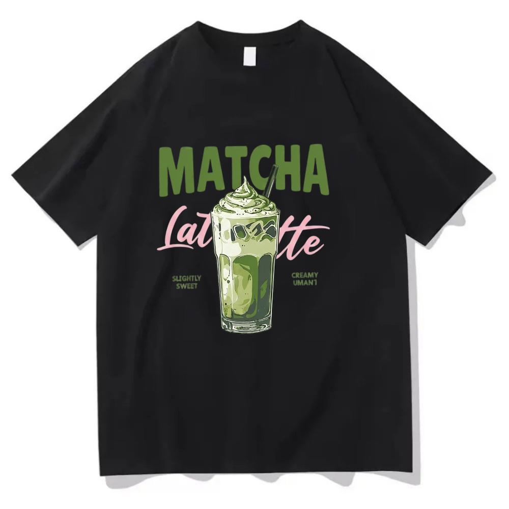 

Matcha Latte T Shirt Green Tea Graphic Tee Vintage Aesthetic Harajuku Streetwear Top Funny Food Art Casual Unisex Short Sleeve 4XL