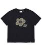 WACKY WILLY Women'S Lily Applique Semi-Crop Short Sleeve T-Shirt Navy