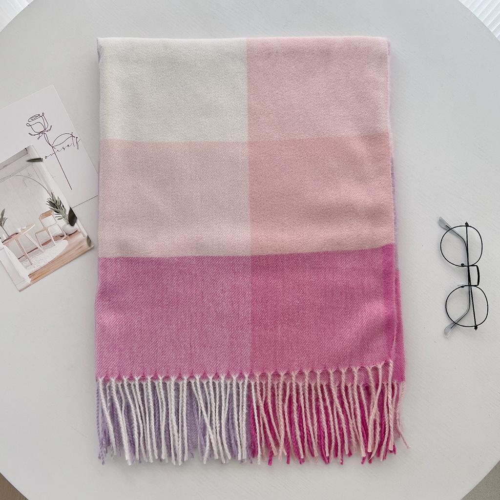 Scarf New imitation cashmere color plaid scarf female Korean version autumn and winter plaid scarf fringed shawl scarf