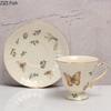Butterfly Pattern Gold-plated Ceramic Cup&saucer Dining Table Coffee Cup Milk Mugs Afternoon Tea Teacup Fruit Juice Container