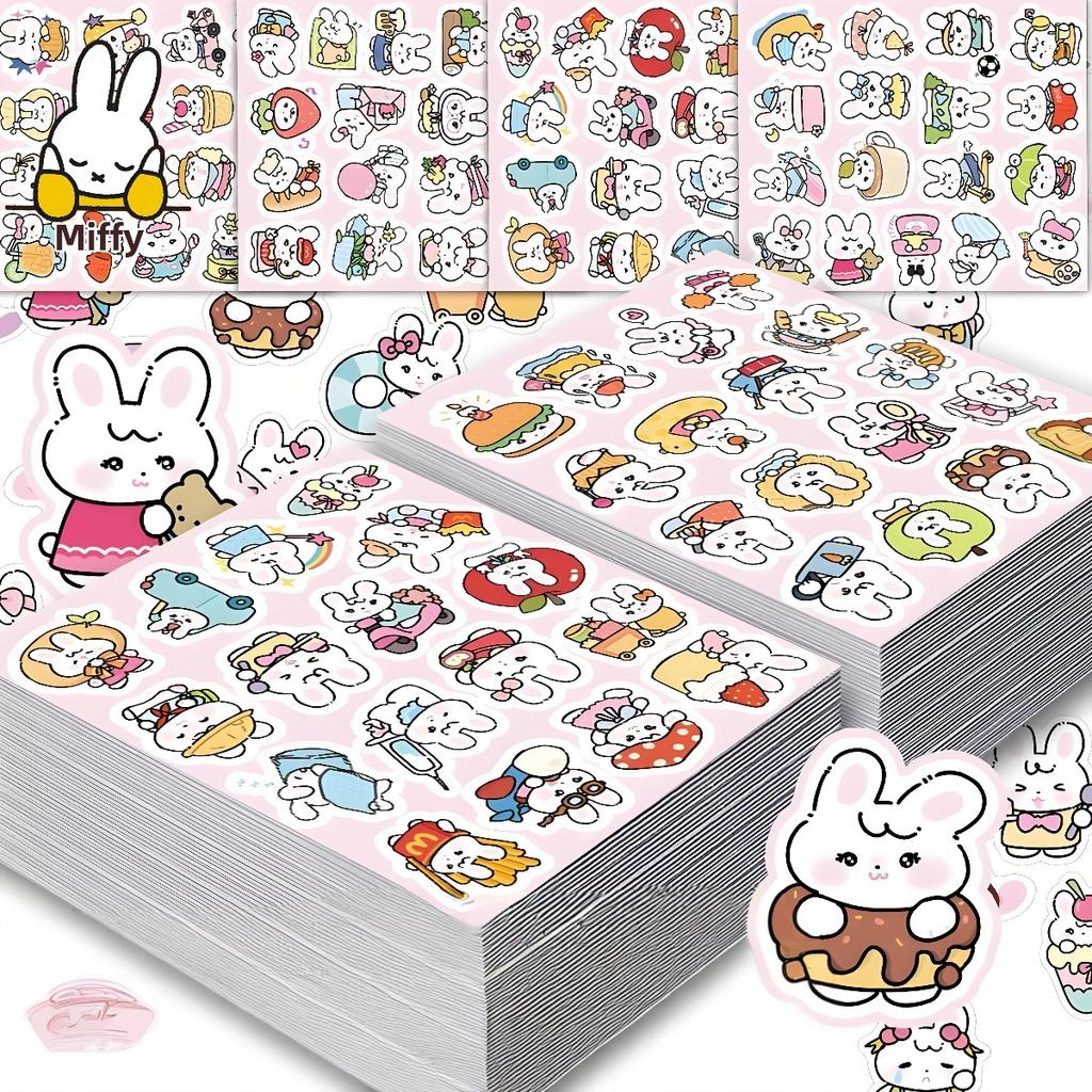 100Pcs Kawaii Miffy Rabbit Stickers Cute Cartoon Rabbit Fun Decorative Notebook Planner Waterproof Stickers