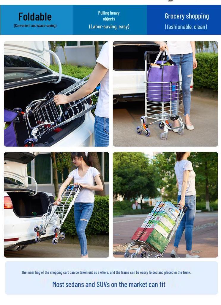 Chariot de Courses Pliant Portable Tianxi avec Roues pour Escaliers
