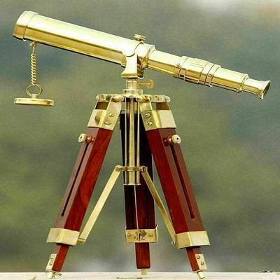 Marine Brass Polish Table Finish Marine Telescope With Wooden Tripod Stand Gift
