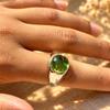 Peridot Round Signet Ring, 925 Sterling Silver, Boho Gemstone Ring, Handmade Men Women Ring