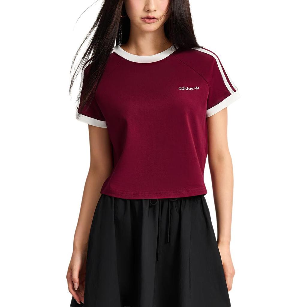 adidas Originals Three Stripe Short Sleeve Sports T-Shirt Women Tops KX7970