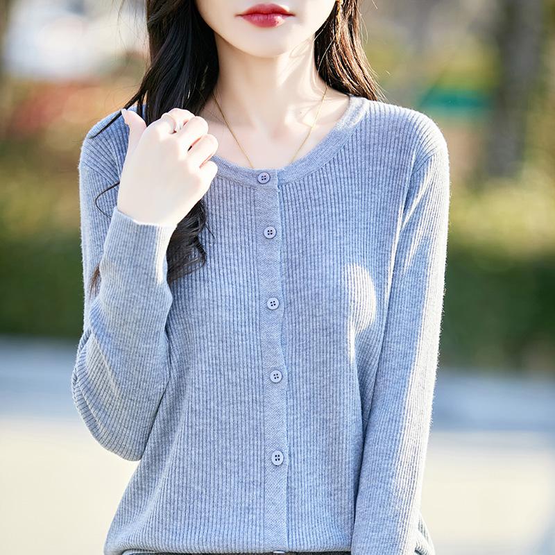 Women's Lightweight 50% Wool 50% Mulberry Silk Cardigan - 4-Season Versatile Knitwear for All-Year Comfort & Style