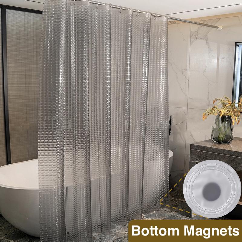 1Pc White Lightweight Shower Curtain Liner With Magnets & Metal Grommets, Plastic Bath Curtain Bathroom Decor & Accessories