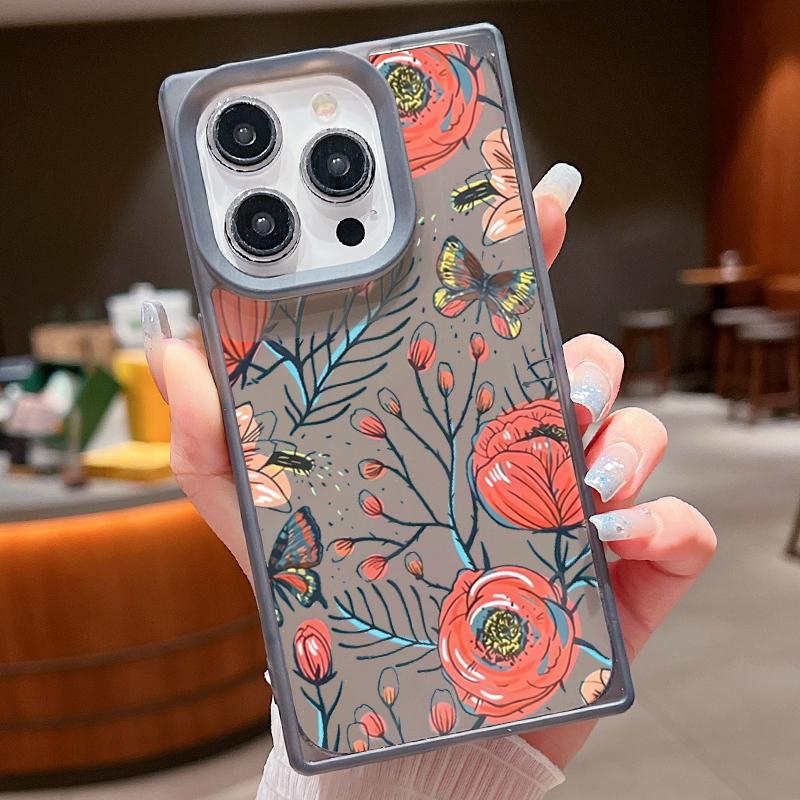 Moteblomstertrykk slankt mykt deksel til iPhone 16 Pro Max 15 Plus 14 13 Pro 12 11 Klar TPU støtsikkert silikongjennomsiktig telefondeksel