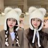 Style Knit Hat For Women With Plush Bear Ears Warm Winter Beanie For Casual Fashion
