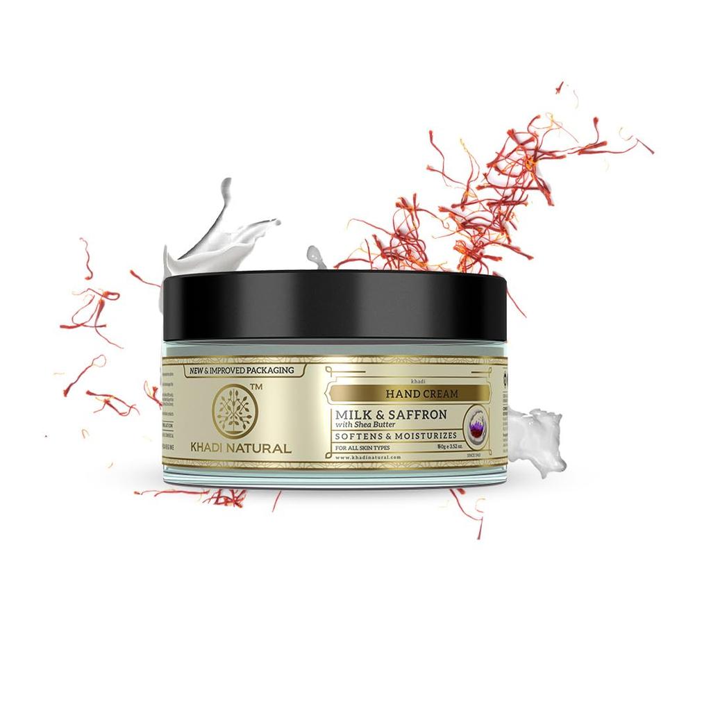 KHADI NATURAL Milch & Safran Kräuter-Handcreme mit Sheabutter, 50g X 3er-Pack