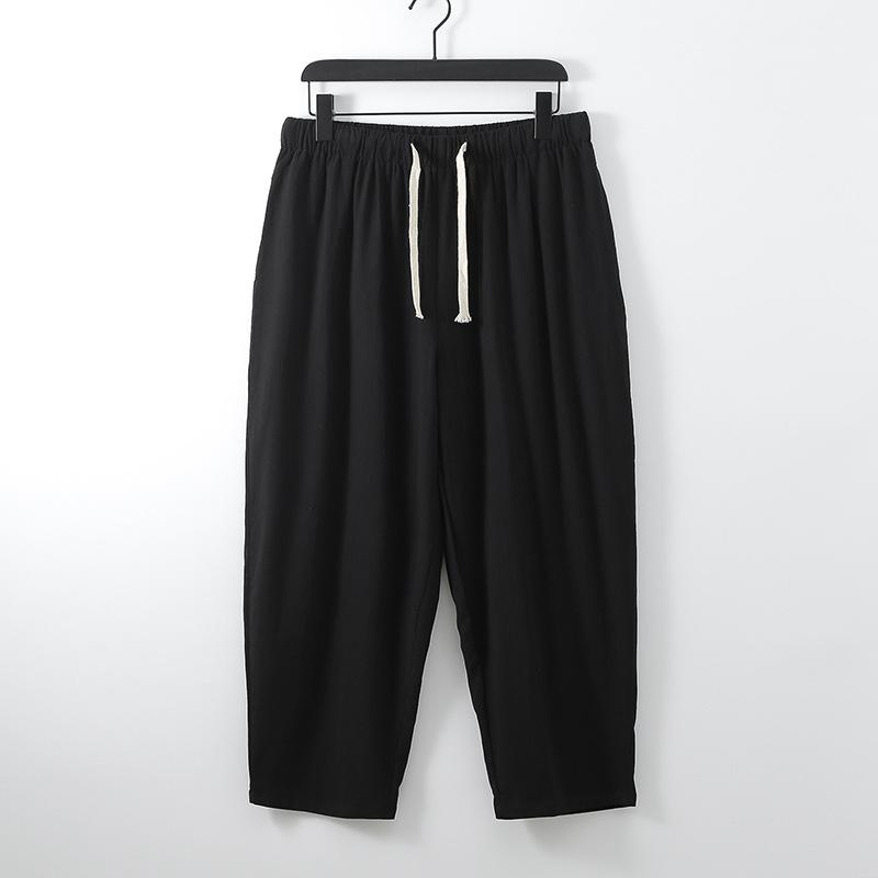 Men's Spring and Summer Breathable Cotton Nine-quarter Pants Loose Large Size Leisure Nine-quarter Pants