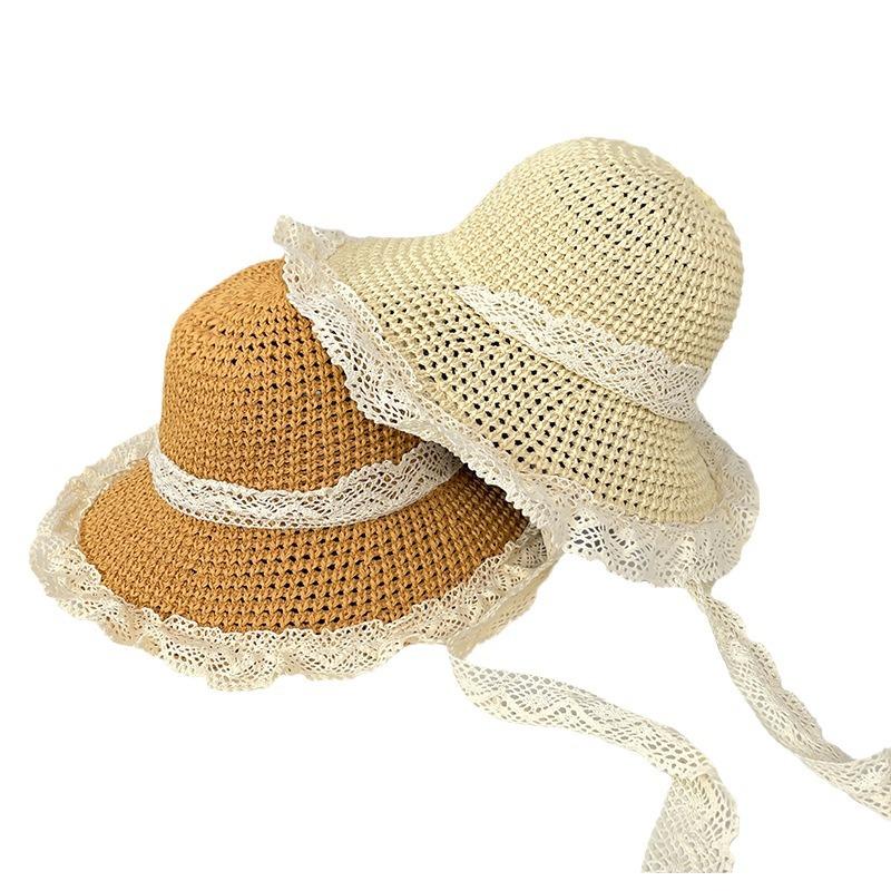 Sweet Braided Lace Straw Hat, Summer Sun Protection and Ultraviolet Protection, Small Fresh Beach Hat