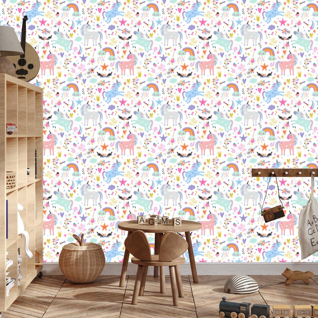 Colorful Magical Unicorns Wallpaper for Living Room and Bedroom 50x1000