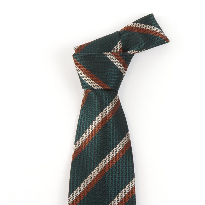 THE SHIRTS STUDIO Green Two-Way Stripe Manual Tie