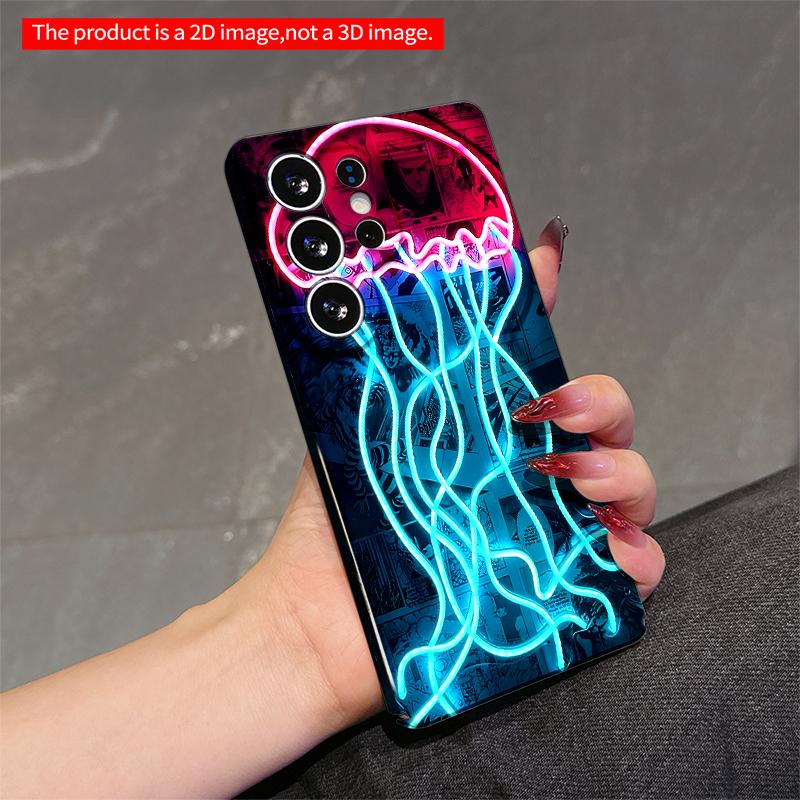 2DFlat Samsung phone case Neon Jellyfish Glow in Dark Phone Case Applicable to Galaxy S23 S24 S25ULTRA S26 A12 A14 A15 A16 A54 A55
