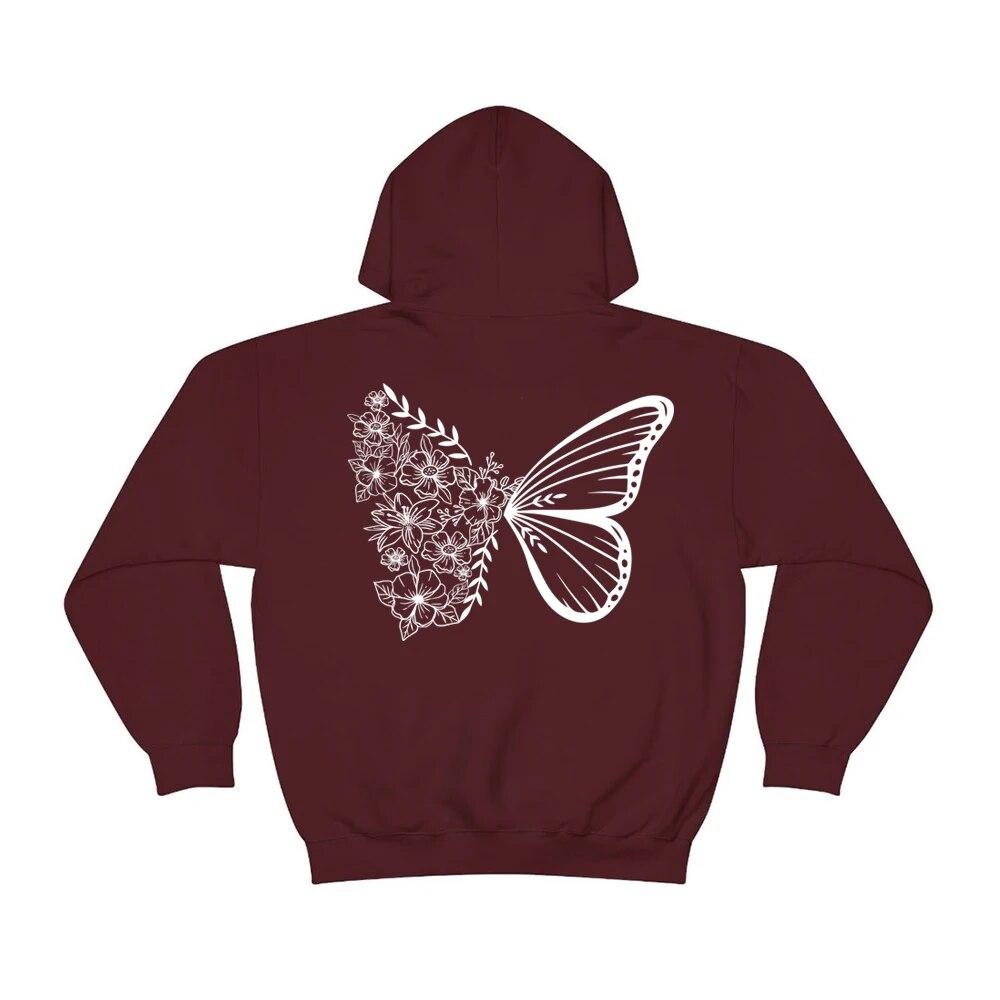 Butterfly Mikina s kapucí Květinová Butterfly Mikina s kapucí Trendy Butterflies Inspirativní svetr Vintage Butterfly Grafické Mikiny Unisex Mikina