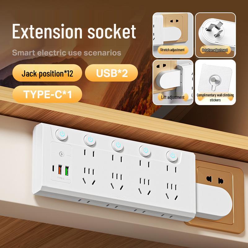 Multifunctional Power Strip with USB: Wireless Converter & Expansion Plug
