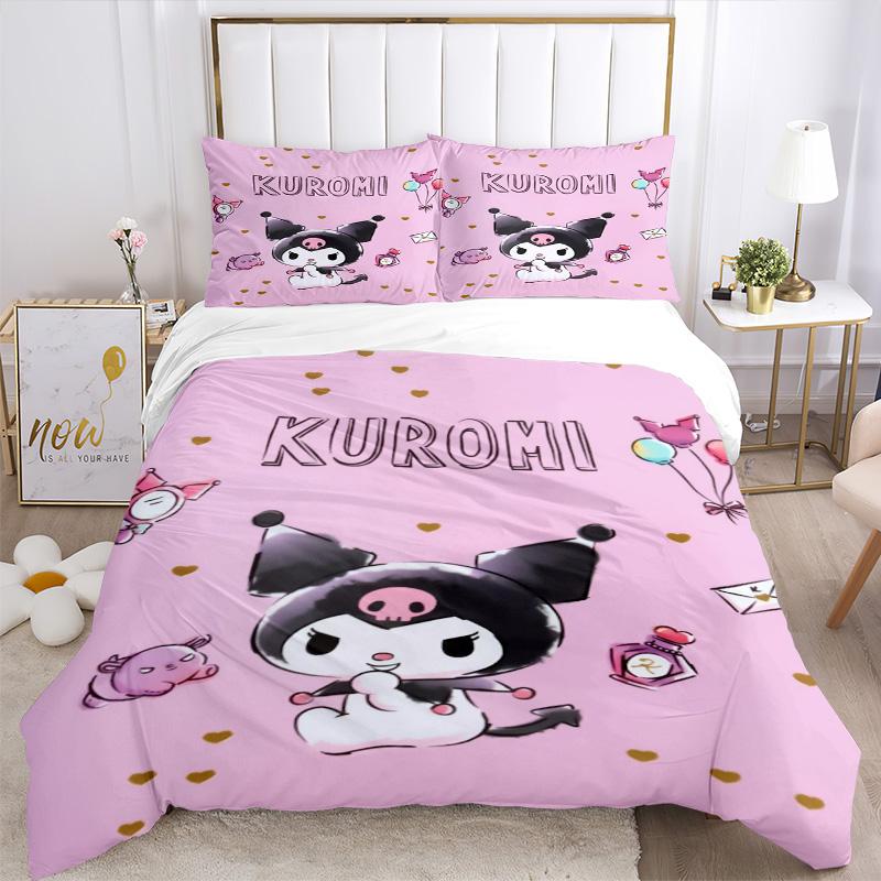 Kuromi'S Balloon Adventure Print 3Pcs Bedding Setduvet Cover With 2 Bedropillowcase Home Birthday Gift