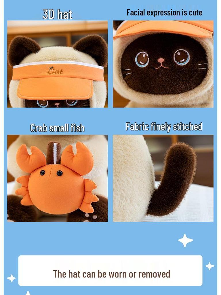 Large Greedy Cat Fishing Plush Doll - Perfect Gift for Kids