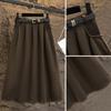 Large Size Women's Winter New Style Covers Belly and Makes You Look Slim A-line Skirt Fat Mm High Waist Mid-length Large Umbrella Skirt